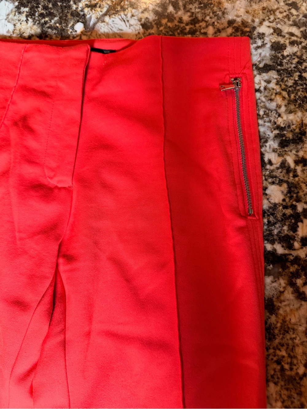 Zara pants, bright coral red, side zip and back pockets, straight leg, Sz Small - Picture 3 of 14